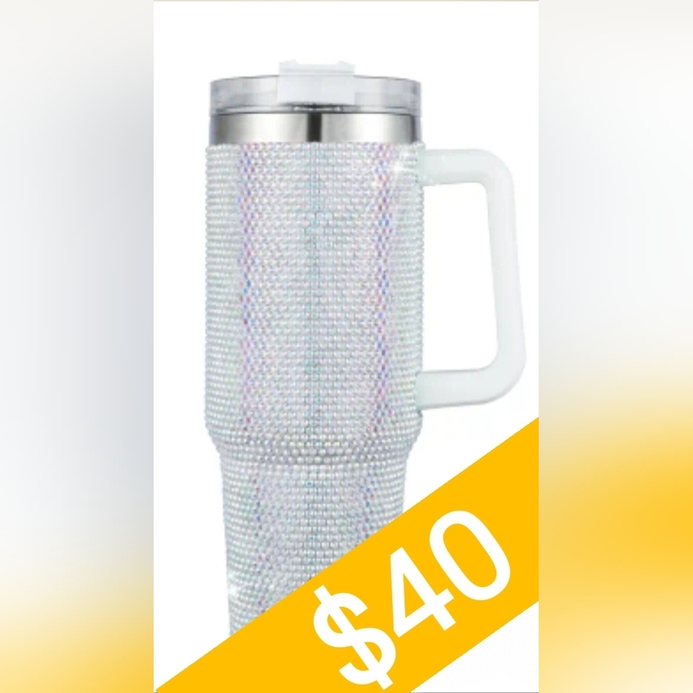 White Rhineston 40oz Tumbler